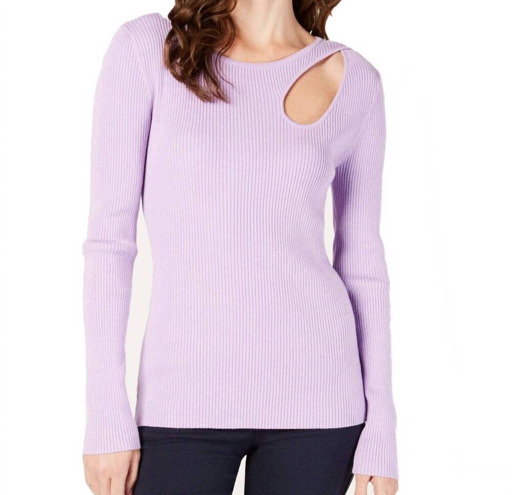 NEW I.N.C. INTERNATIONAL CONCEPTS ribbed cutout sweater in lilac moon
